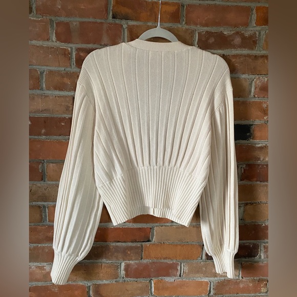 ARITZIA WILFRED plunge front cardigan oversized cream large wool - Picture 8 of 9